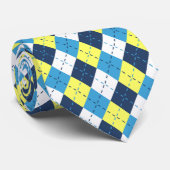 Preppy Blue Raspberry Lemon Gelbe Raute Krawatte (Gerollt)