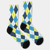 Preppy Blue Raspberry Lemon Gelbe Raute Socken (Rechts)