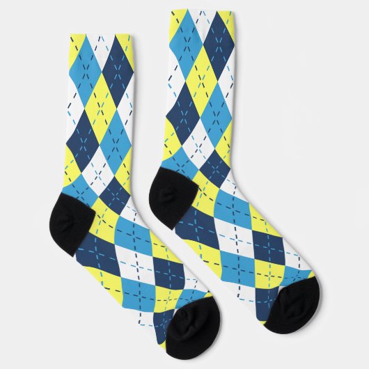 Preppy Blue Raspberry Lemon Gelbe Raute Socken (Rechts)