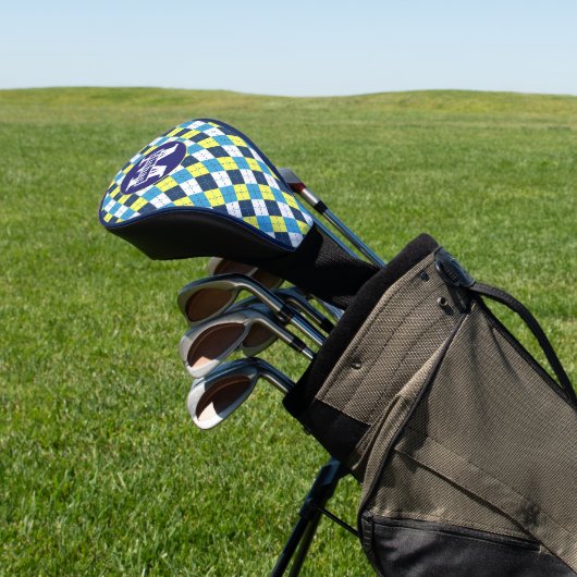 Preppy Blue Raspberry Lemon Raute Mit Monogramm Golf Headcover (In SItu)