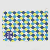 Preppy Blue Raspberry Lemon Raute Mit Monogramm Golfhandtuch (Horizontal)