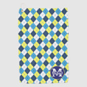 Preppy Blue Raspberry Lemon Raute Mit Monogramm Golfhandtuch (Vorderseite)