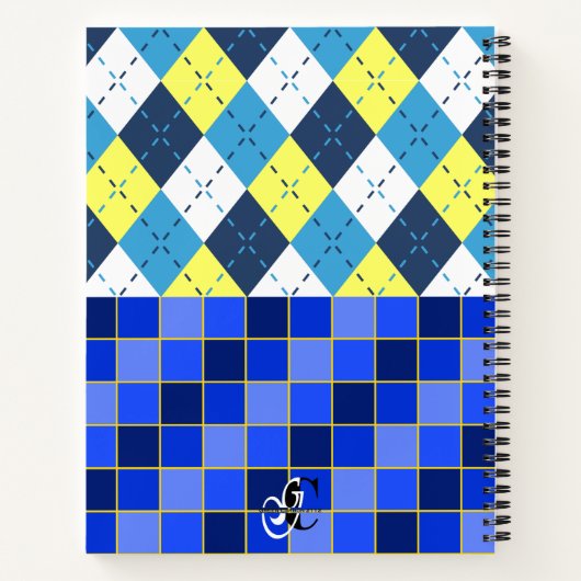 Preppy Blue Raspberry Lemonade Argyle and Checks Notizblock (Rückseite)