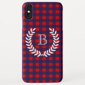 Preppy Blue & Red Buffalo Kariert | Monogramm Case-Mate iPhone Hülle (Rückseite)
