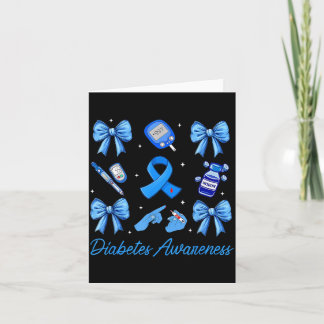 Preppy Blue Ribbon Coquette Bow Diabetes Awareness Karte
