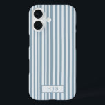 Preppy Blue Stripe Monogram Hübsch iPhone 16 Fall Hülle<br><div class="desc">Preppy Blue Stripe Monogram iPhone 16 Case</div>