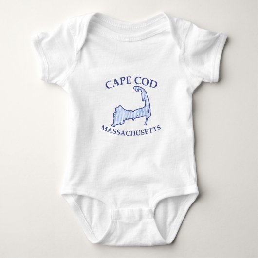 Preppy Blue Striped Cape Cod Silhouette Baby Strampler (Vorderseite)