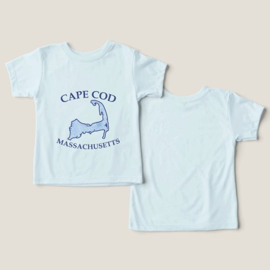 Preppy Blue Striped Cape Cod Silhouette Tri-Blend (Design Vorderseite & Rückseite)