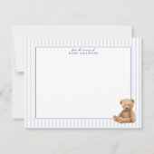 Preppy Blue Striped Teddy Bear Nursery note card Ankündigung (Vorderseite)