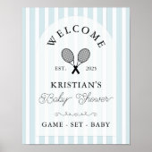 Preppy Blue Tennis Baby Dusche Willkommen Poster (Vorne)