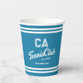 Preppy Blue Tennis Club Custom Wappen Party Pappbecher (Rückseite)