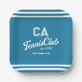 Preppy Blue Tennis Club Custom Wappen Party Pappteller