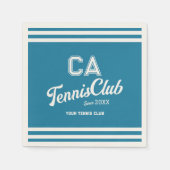 Preppy Blue Tennis Club Custom Wappen Party Serviette (Vorderseite)