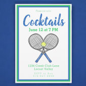Preppy Blue Tennis Racquets Cocktail Party Einladung