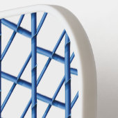 Preppy Blue Trellis Bamboo Kleines Muster Monogram Pickleball Schläger (Linke Seite)