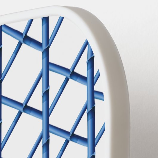 Preppy Blue Trellis Bamboo Kleines Muster Monogram Pickleball Schläger (Linke Seite)