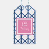Preppy Blue Trellis Bamboo Muster Custom Geschenkanhänger (Vorderseite)