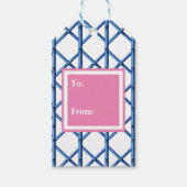 Preppy Blue Trellis Bamboo Muster Geschenkanhänger (Vorderseite)