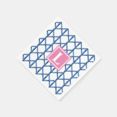 Preppy Blue Trellis Bamboo Muster Monogram Serviette (Ecke)