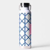 Preppy Blue Trellis Bamboo Muster Monogram Trinkflasche (Vorne)