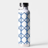 Preppy Blue Trellis Bamboo Muster Monogram Trinkflasche (Rechts)