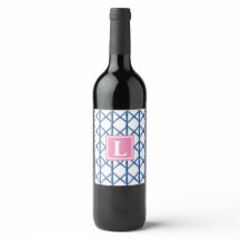 Preppy Blue Trellis Bamboo Muster Monogram