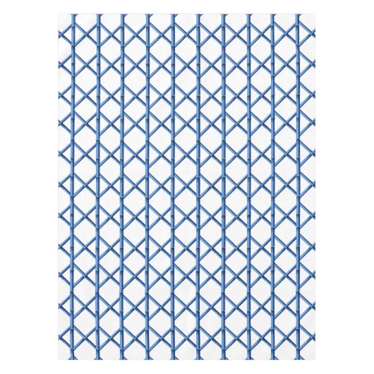 Preppy Blue Trellis Bamboo Muster Tischdecke (Vorderseite)