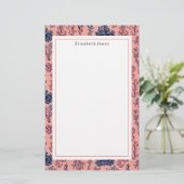 Preppy Blue und Coral Muster Briefpapier (Stehend Vorderseite)