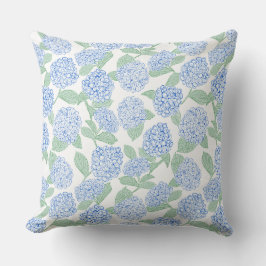 Preppy Blue und Green Hydrangeas Kissen