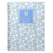 Preppy Blue und Green Hydrangeas Monogram Notizblock (Vorderseite)