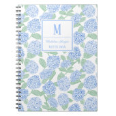 Preppy Blue und Green Hydrangeas Monogram Notizblock (Vorderseite)
