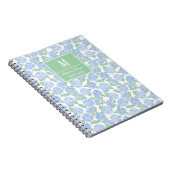Preppy Blue und Green Hydrangeas Monogram Notizblock (Rechte Seite)