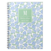 Preppy Blue und Green Hydrangeas Monogram Notizblock (Vorderseite)