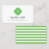 Preppy Blue und Green Mit Monogramm Telefonnummerkarte (Vorne/Hinten)