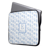 Preppy Blue und White Ginger Jar Print Monogram Laptopschutzhülle (Vorderseite Links)