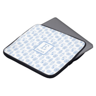 Preppy Blue und White Ginger Jar Print Monogram Laptopschutzhülle