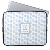 Preppy Blue und White Ginger Jar Print Monogram Laptopschutzhülle (Vorderseite)