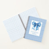 Preppy Blue und White Gingham und Bow Notizblock (Innenseite)