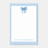 Preppy Blue und White Gingham und Bow Post-it Klebezettel (Vorderseite)