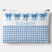 Preppy Blue und White Gingham und Bow Zubehörtasche (Vorderseite)