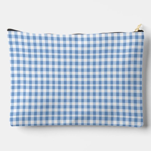 Preppy Blue und White Gingham und Bow Zubehörtasche (Rückseite)