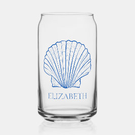 Preppy Blue und White Muscheln an der Küste Person Dosenglas