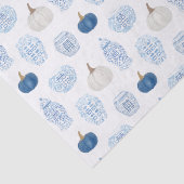 Preppy Blue und White Pumpkins Ginger Jars Fall Seidenpapier (Detail)