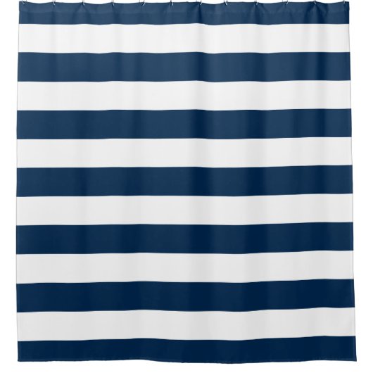 Preppy Blue und White Stripes Duschvorhang (Vorderseite)