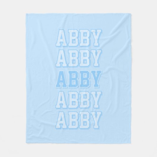 Preppy Blue Varsity Name Fleecedecke (Vorderseite)