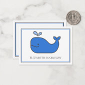 Preppy Blue Whale Personalisiert Mitteilungskarte (Vorderseite/Rückseite Beispiel)