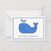 Preppy Blue Whale Personalisiert Mitteilungskarte (Vorderseite)