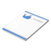 Preppy Blue Whale Personalisiert Notizblock (Rotiert)