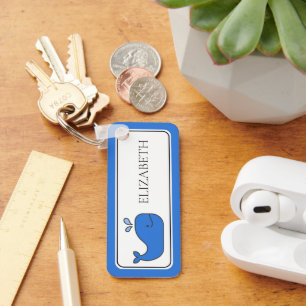 Preppy Blue Whale Personalisiert Schlüsselanhänger