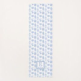 Preppy Blue White Ginger Jars Muster Mit Monogramm Yogamatte